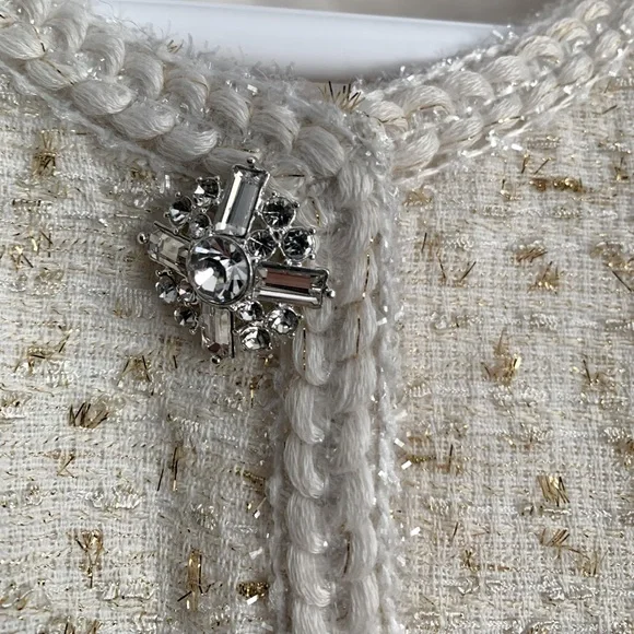 SELF PORTRAIT NWOT Cream Boucle with Gold Tinsel Blazer Jacket size 6 - Picture 10 of 13
